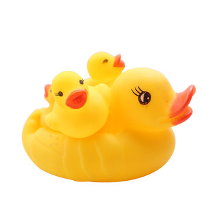宝宝洗澡戏水玩具小鸭子大黄鸭婴儿沐浴发声小动物套装 一大三小鸭子