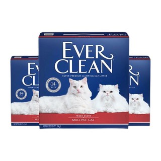 EVER CLEAN 铂钻 红标 膨润土猫砂 11.3kg*3盒