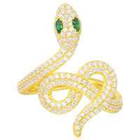APM Monaco APM 女士金黄色镶晶钻蛇形925银戒指 A15301XGY