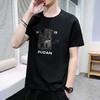 【100%棉】夏季简约休闲时尚百搭个性图案潮流短袖男式T恤 XXL 黑色