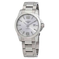 LONGINES 浪琴 Longines Conquest Silver Dial Stainless Steel Mens 41mm Watch L37594766
