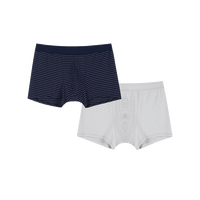 网易严选 男式莫代尔条纹平角内裤 1件装 灰底白条纹 L