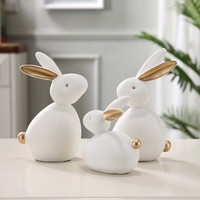Hoatai Ceramic 华达泰陶瓷 萌兔一家三口 北欧装饰品