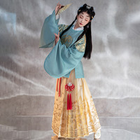 重回汉唐 弦月汉服女春秋正品原创明制圆领长袍织金马面裙情侣款
