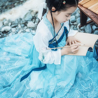 钟灵记小般若改良汉服元素女童中国风童装齐胸襦裙汉服连衣裙春夏（120、童装连衣裙 一件 现货）