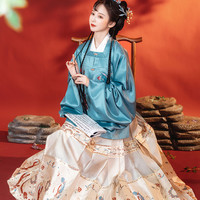 钟灵记 子神弄玉：汉服方领补服交领明制短袄妆花织金马面女秋夏