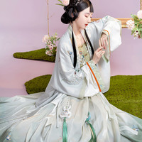 钟灵记 -玉露：汉服明制对交穿半袖短衫主腰吊带古裙女春夏