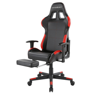 DXRACER 迪锐克斯 F01 电竞椅 黑红色 皮艺款 带搁脚