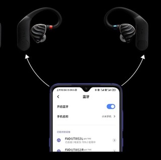 FiiO 飞傲 UTWS3 MMCX版 挂耳式真无线蓝牙耳机 黑色