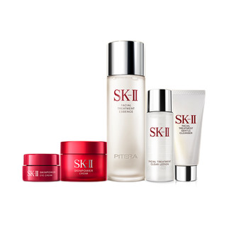 SK-II 护肤套装 (护肤精华露75ml+嫩肤清莹露30ml+洁面霜20g+赋活修护精华霜15g+微肌因修护焕采眼霜2.5g)