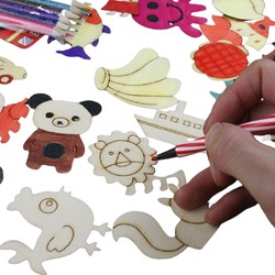  万代斗智 儿童学画画工具  体验装 20片木质画板+两支画笔
