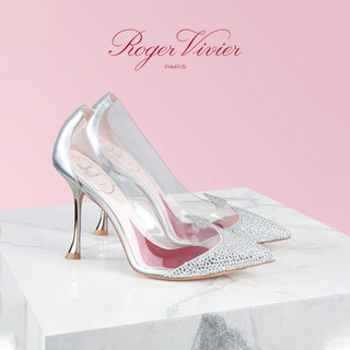 Roger Vivier2021春夏新品女鞋Love系列PVC水晶高跟鞋闪钻单鞋