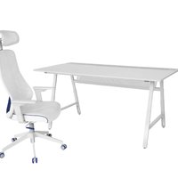 UTESPELARE 乌斯佩 / MATCHSPEL 玛赤佩 电竞桌和椅子 淡灰色, 白色