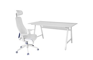 UTESPELARE 乌斯佩 / MATCHSPEL 玛赤佩 电竞桌和椅子 淡灰色, 白色
