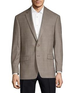 Classic Fit Silk Wool Windowpane Sport Jacket