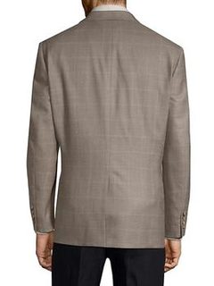 Classic Fit Silk Wool Windowpane Sport Jacket