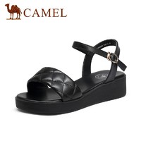 CAMEL 骆驼 A122266268 女士一字带搭扣坡跟凉鞋