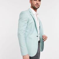 ASOS DESIGN super skinny blazer in mint green linen