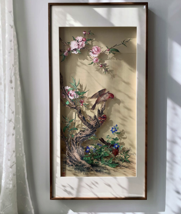 艺术家的礼物 立体多层画-郎世宁-吉祥富贵图 柚木框 120x60cm 限量1000幅