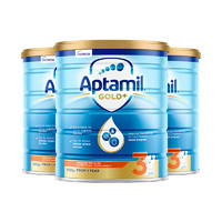 黑卡会员：Aptamil 爱他美 金装 婴儿配方奶粉 3段 900克  3罐