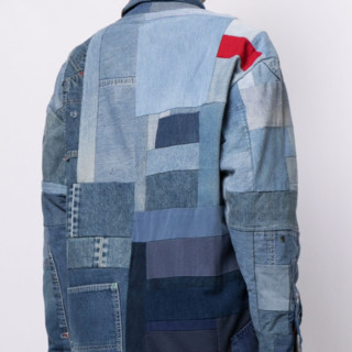 GREG LAUREN 男士补丁设计牛仔夹克 16357721 蓝色 NUM3