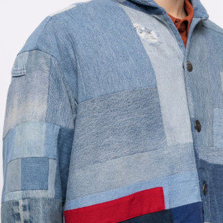 GREG LAUREN 男士补丁设计牛仔夹克 16357721 蓝色 NUM3