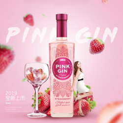 PINK GIN 粉红草莓味杜松子酒 配制酒金酒 500ml 单支装