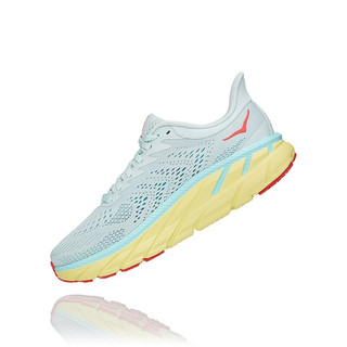 HOKA ONE ONE 克利夫顿系列 Clifton 7 女子跑鞋 1110509-MMHC 晨雾灰/珊瑚红 38.5 宽楦版