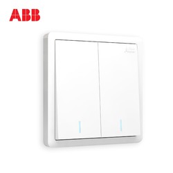ABB 开关插座远致白墙壁86型开关面板二开双控带荧光开关AO106