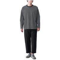 MUJI 无印良品 Labo系列 男女款圆领长袖T恤 BFB27A1S 黑色条纹 L-XL