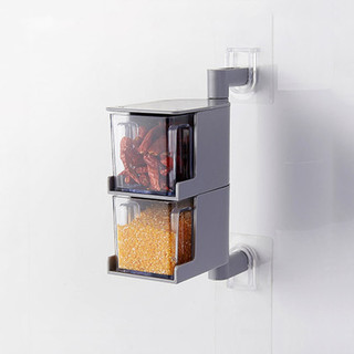厨房免打孔壁挂式可旋转调味盒多层抽屉式调料盒