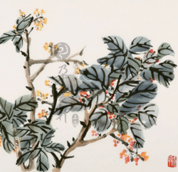 朶雲軒 朵云轩木版水印 吴昌硕 《桂花》33×46cm 中国画装饰画非遗收藏馈赠家居饰品