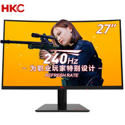 HKC 惠科 SG27C Plus 27英寸VA显示器（1920×1080、1800R、240Hz、1ms）