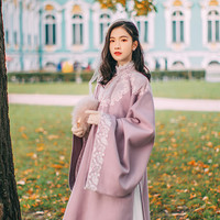 汉尚华莲 海棠竖领蕾丝长衫 HCQ004 紫色