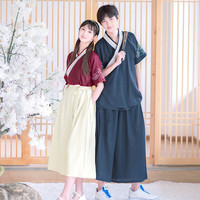 【涧西】如梦霓裳原创汉服男女交领半臂短袖宽松裤子日常百搭夏季（180、米白半臂.一件预售45天左右发货）