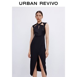 URBAN REVIVO UR2021春夏新品女装复古性感拼接无袖挖空宝藏连衣裙WG15S7FN2000