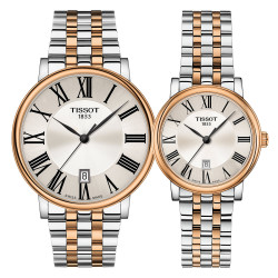 tissot天梭天梭卡森臻我情侣对表罗马数字钢带时尚石英表情侣表
