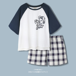 情侣睡衣女夏季纯棉短袖可爱休闲大码家居服套装可外穿睡衣男士