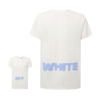 京东PLUS会员：OFF-WHITE OFF WHITE 男士白色配黑色纹路棉质短袖T恤 OMAA027E181850060231