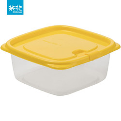 CHAHUA 茶花 茶花带盖冰箱收纳盒长方形食品冷冻盒厨房收纳保鲜塑料储物盒 黄色三个装