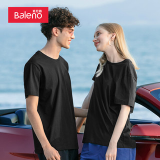 Baleno 班尼路 班尼路（Baleno）新疆棉T恤男 夏季棉质圆领短袖上衣宽松打底衫男情侣款 88902284 00A XXXL