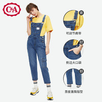 C&A 可爱日系牛仔背带裤小个子宽松直筒工装裤2020夏新款ECD120006