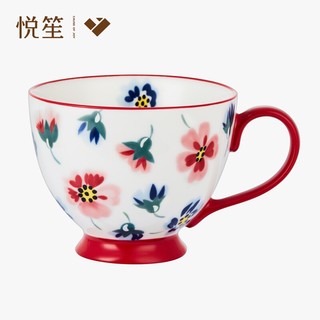 限地区：悦笙 佳佰·悦笙 小红花陶瓷马克杯 400ml