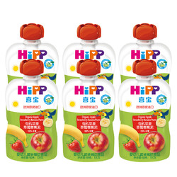 HiPP 喜宝 婴幼儿袋装辅食宝宝零食 蔬果泥（6-36月龄适用）欧洲原装进口 苹果草莓香蕉泥*6