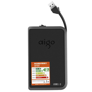 aigo 爱国者 HD806 2.5英寸 1.5米抗震防摔 USB移动机械硬盘 500GB USB3.0 黑色