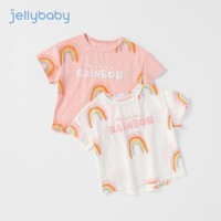 jellybaby 杰里贝比 女童夏装2021新款儿童上衣夏小童薄款3-5岁女宝宝短袖T恤