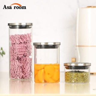 Asa room 按压式玻璃密封收纳罐 500+1000+1800ml 3件套装