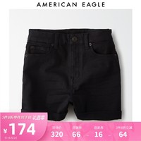 AMERICAN EAGLE AEO2020黑色百搭女士高腰牛仔超短裤American Eagle 0545_6019