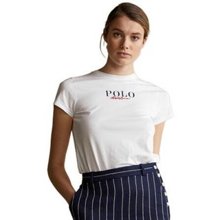 RALPH LAUREN 拉尔夫·劳伦 女士圆领短袖T恤 WMPOKNINC020025 白色 L