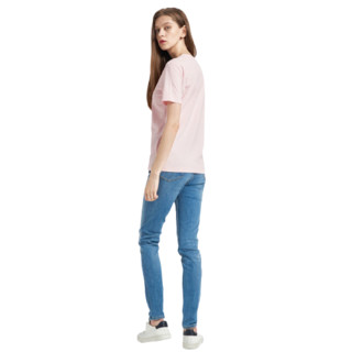 Calvin Klein Jeans 卡尔文·克莱恩牛仔 女士圆领短袖T恤 J214196 粉色 XS